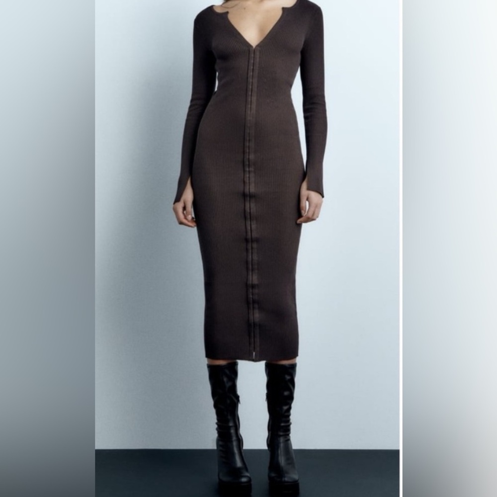 ZARA Fitted Hook Closure Knit Dress